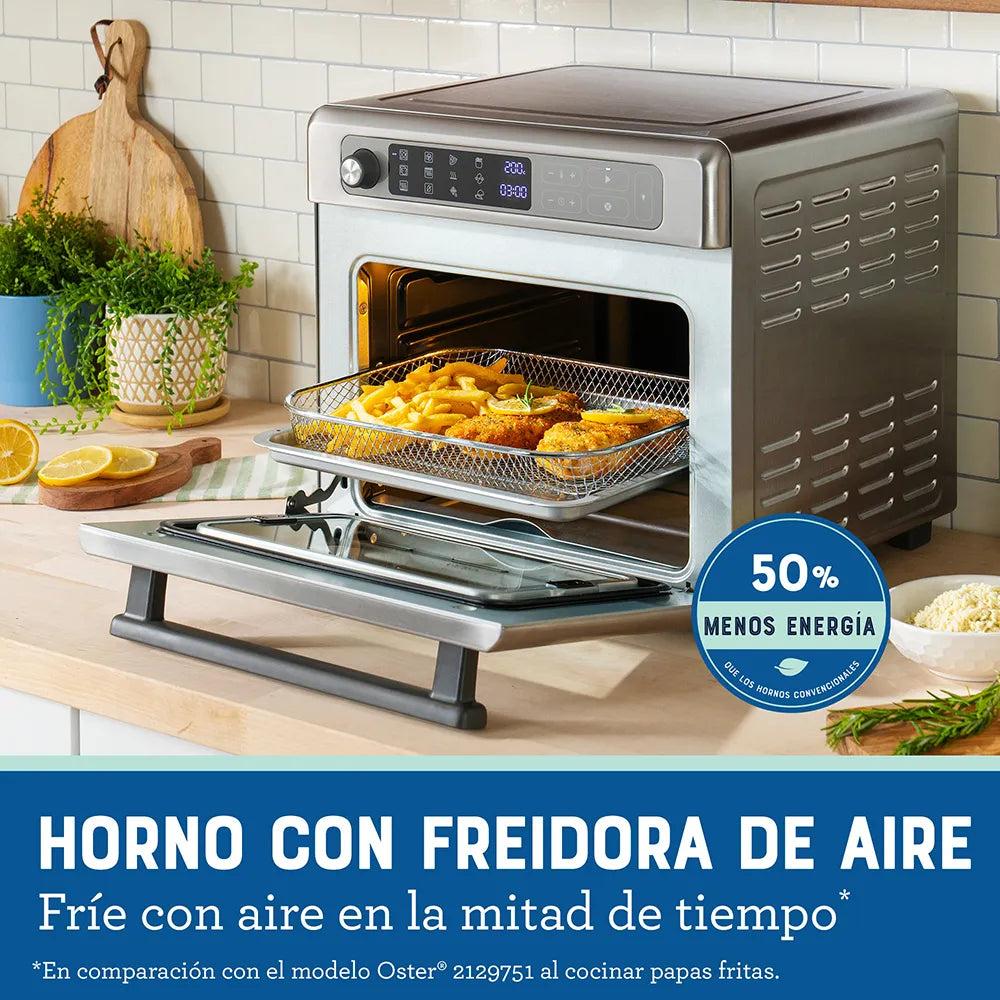 Oster® Horno con Freidora de Aire Digital, Capacidad de 22L, Revestimiento Antiadherente Interno, TSSTTVDAF1NS